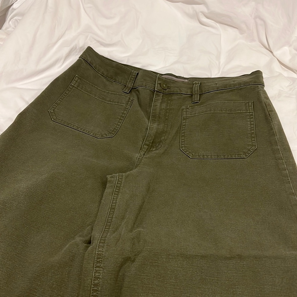J. Crew Point Sur Pants Wide Leg Crop olive green